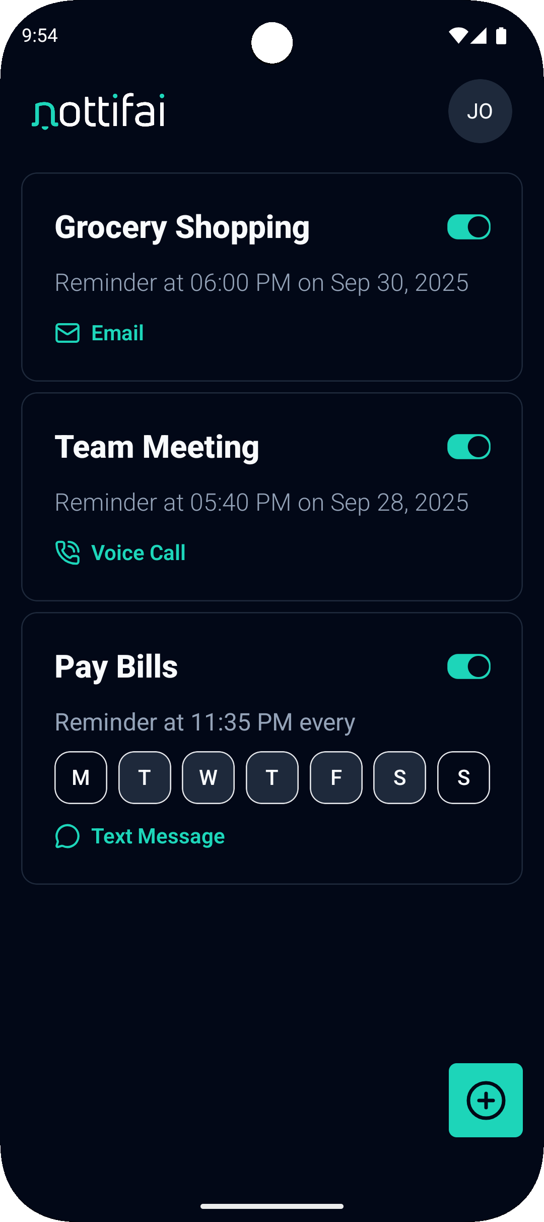 Nottifai App Dashboard